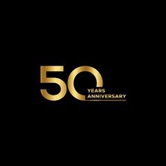 50th Anniversary logo template with gold color, Vector, Illustration, EPS10