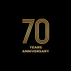 Template logo 70th Anniversary with gold color, Vector, Illustration, EPS10