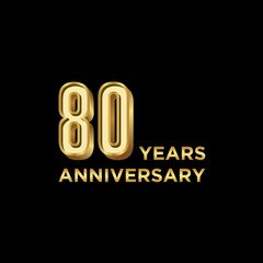 Template logo 80th Anniversary with gold color, Vector, Illustration, EPS10