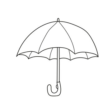Simple coloring page. Illustration of isolated black and white umbrella for coloring book