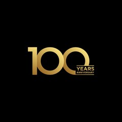 Template logo 100th Anniversary with gold color, Vector, Illustration, EPS10