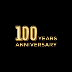 Template logo 100th Anniversary with gold color, Vector, Illustration, EPS10