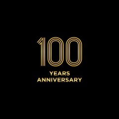 Template logo 100th Anniversary with gold color, Vector, Illustration, EPS10