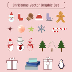Fototapeta na wymiar Christmas theme vector graphic objects on light flat background.