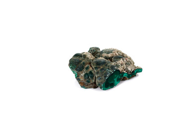 Macro mineral stone Malachite against white background