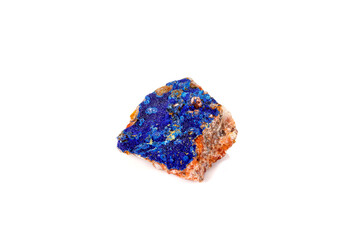 Macro mineral stone Malachite and Azurite against white background