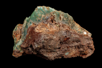 Fototapeta premium Macro of a stone Chrysoprase mineral on a black background