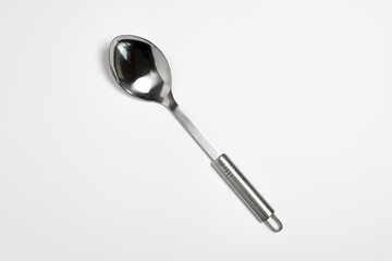 Silver spoon isolated on white background. High-resolution photo.Mockup
