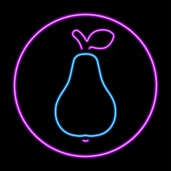 pear neon sign, modern glowing banner design, colorful modern design trends. Vector illustration.