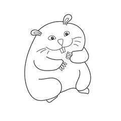 Simple coloring page. Coloring book for children, Hamster on white
