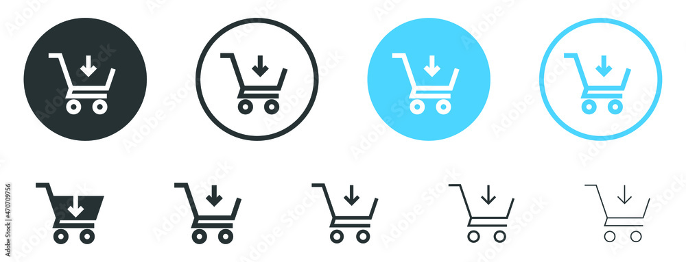 Poster Add to cart icon with arrow down