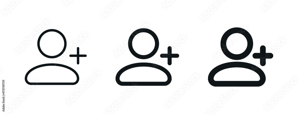 Aufkleber Add new user icon vector male person profile avatar with plus symbol, Add user profile icon