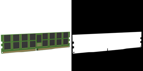 3D rendering illustration of a DDR5 RAM memory module