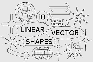 Universal trendy geometric linear shapes set.