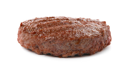 Tasty grilled hamburger patty isolated on white