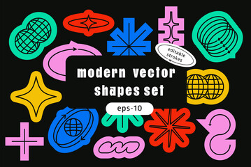 Universal trendy geometric linear shapes set.