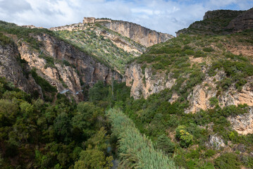 Fototapeta na wymiar Vero river canyon from the lookout point, Alquezar, Huesca province, Spain
