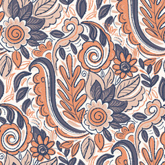 Seamless pattern with multicolor Paisley print