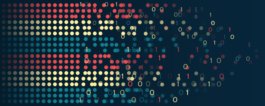 Visualization Sorting data, Abstract flow of information as circles and binary code. Vector database background.