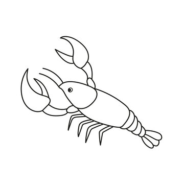 Simple coloring page. Vector illustration of Cartoon shrimp cancer - Coloring book
