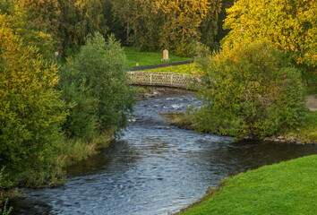 Lososinka river at Zaretsky park in Petrozavodsk. Republic of Karelia.  Russia