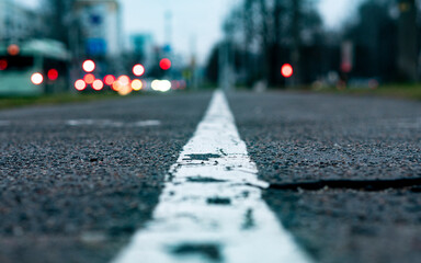 White stripe, black road