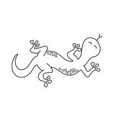 Simple coloring page. Lizard for kids in doodle style. Vector sketch on white background.