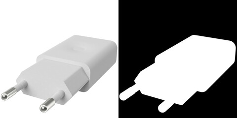 3D rendering illustration of a USB charger