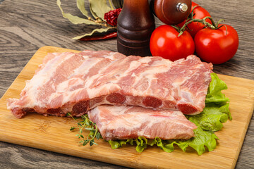Raw pork ribs for cooking