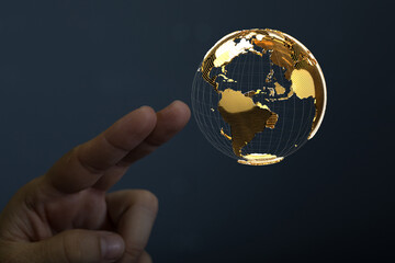 Global network concept. World map point. Global network planet Earth. 3D rendering.