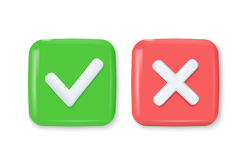 Vector 3d icon "yes" and "no".