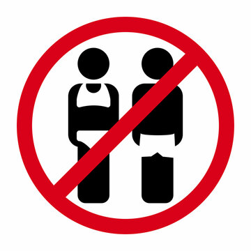 Stop or ban icon for swimweared persons, prohibition red symbol