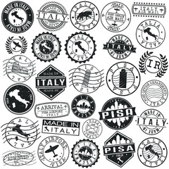 Pisa Italy Stamp. Vector Art Postal. Passport Travel Design. Travel and Business Set.