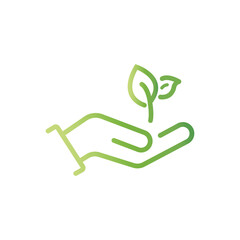 Green plant in hand vector on white background. 