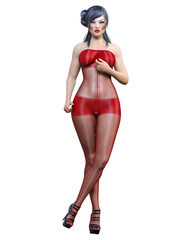 Beautiful japanese woman in bodystocking.