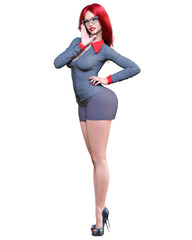 Sexy woman red hair office secretary.