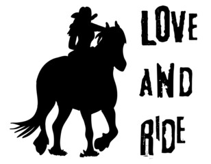 Vector horse illustration set: Love and ride