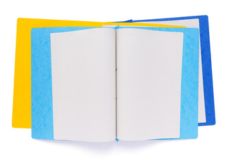 Paper folder and blank sheet isolated at white background