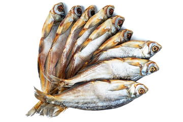 Few cured white-eye bream (Ballerus sapa) fishes isolated on a white background