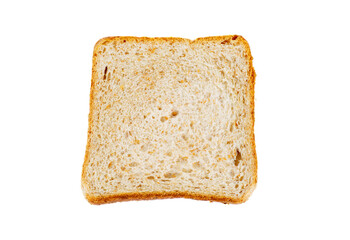 Piece of fiber bread isolated on white background.