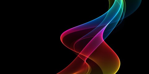Obraz premium Abstract colourful wave on a black background 