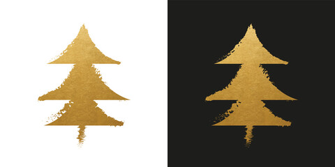 Obraz premium Golden Christmas Tree - Modern Vector Shape