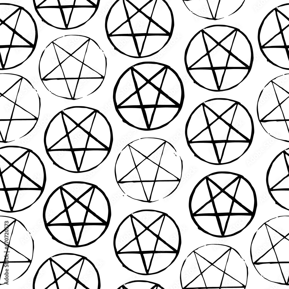 Sticker hand drawn symbols seamless pattern