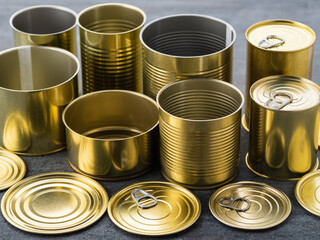 Тinplate or aluminum container for preserving food, empty one. Empty aluminium tin can conserve