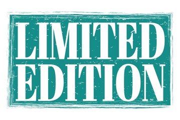 LIMITED EDITION, words on blue grungy stamp sign