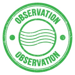 OBSERVATION text written on green round postal stamp sign