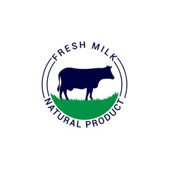 Cow silhouette logo template. Fresh Milk - cow's milk