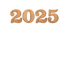 Happy new year 2025 in wooden letters - White background