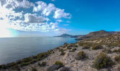 Fototapeta na wymiar Cost of the Cabo de Gata Níjar Natural Park in southern Spain at the Mediterranean sea