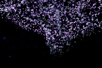 amethyst orchid color 3d particles on a black background